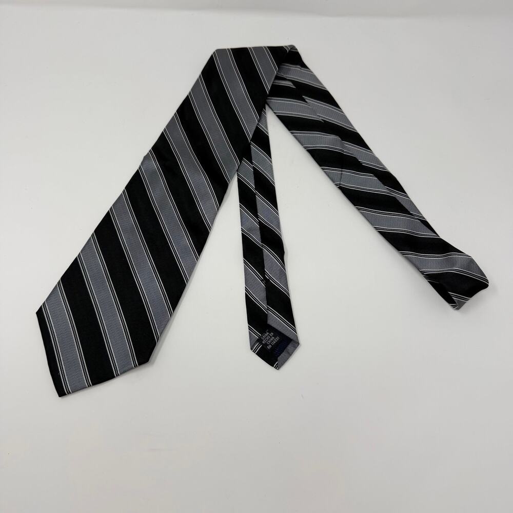 Paul Dione Vintage Black Gray Striped Tie